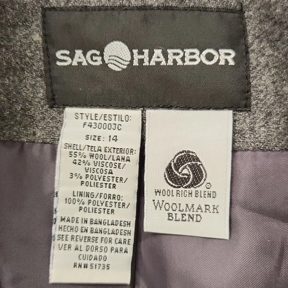 Vintage Sag Harbor Wool Rich Blend Jacket Blazer - Picture 9 of 16
